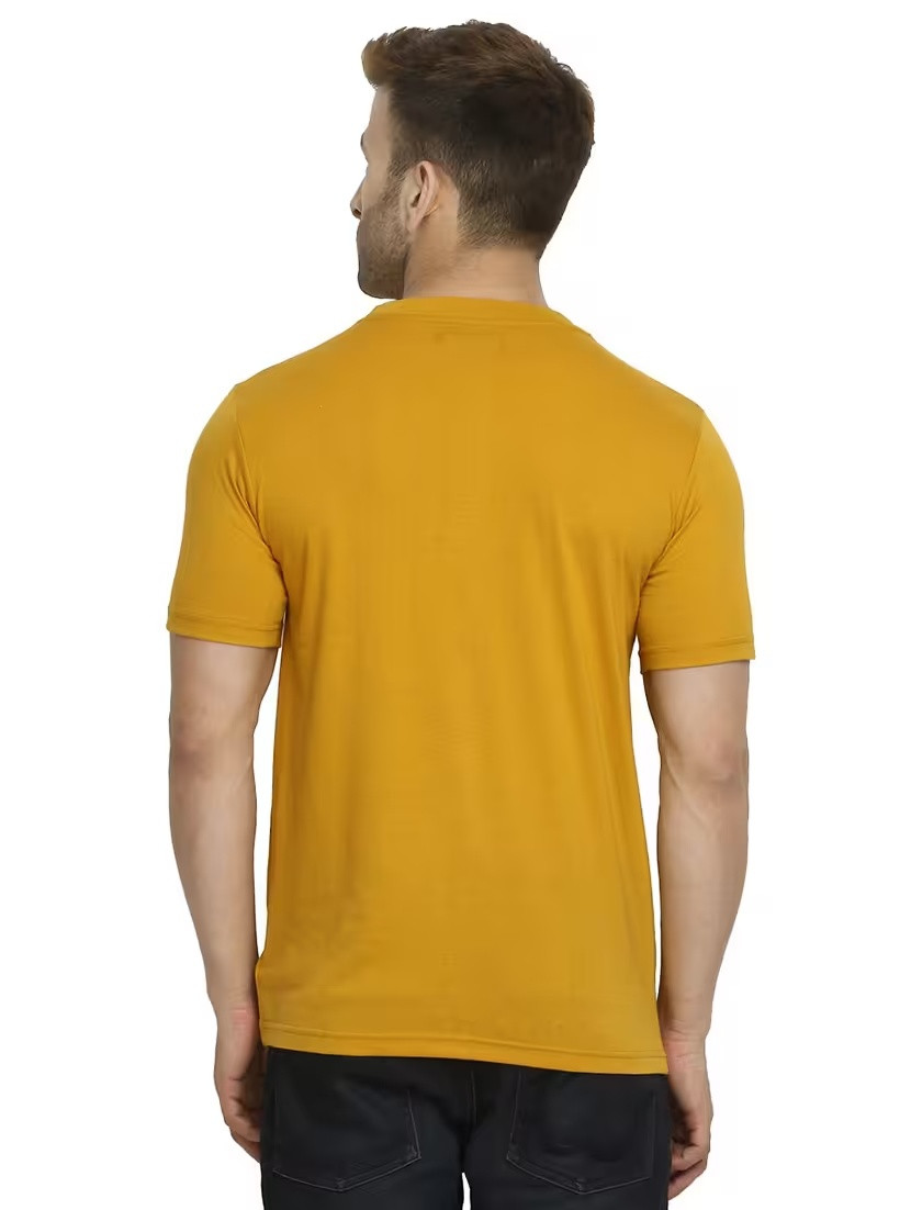 Men Mustard Front Printed T-shirt