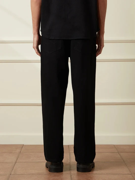Solid Loose Fit Jeans | Black